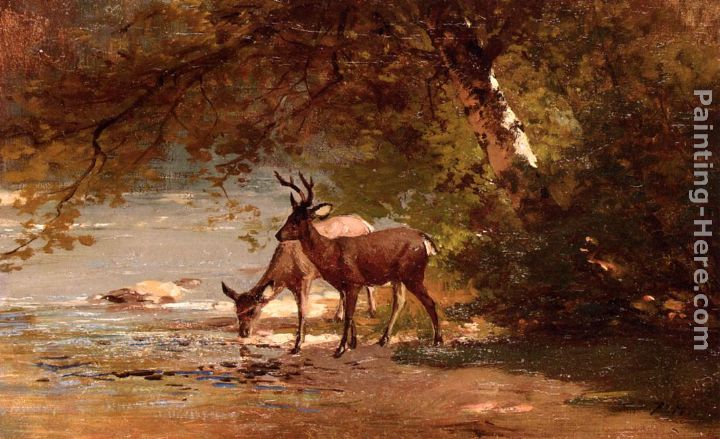 Deer in a Landscape painting - Thomas Hill Deer in a Landscape art painting